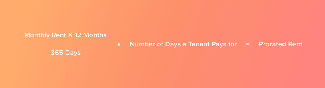 Formula for calculating prorated rent based on the number of days in year